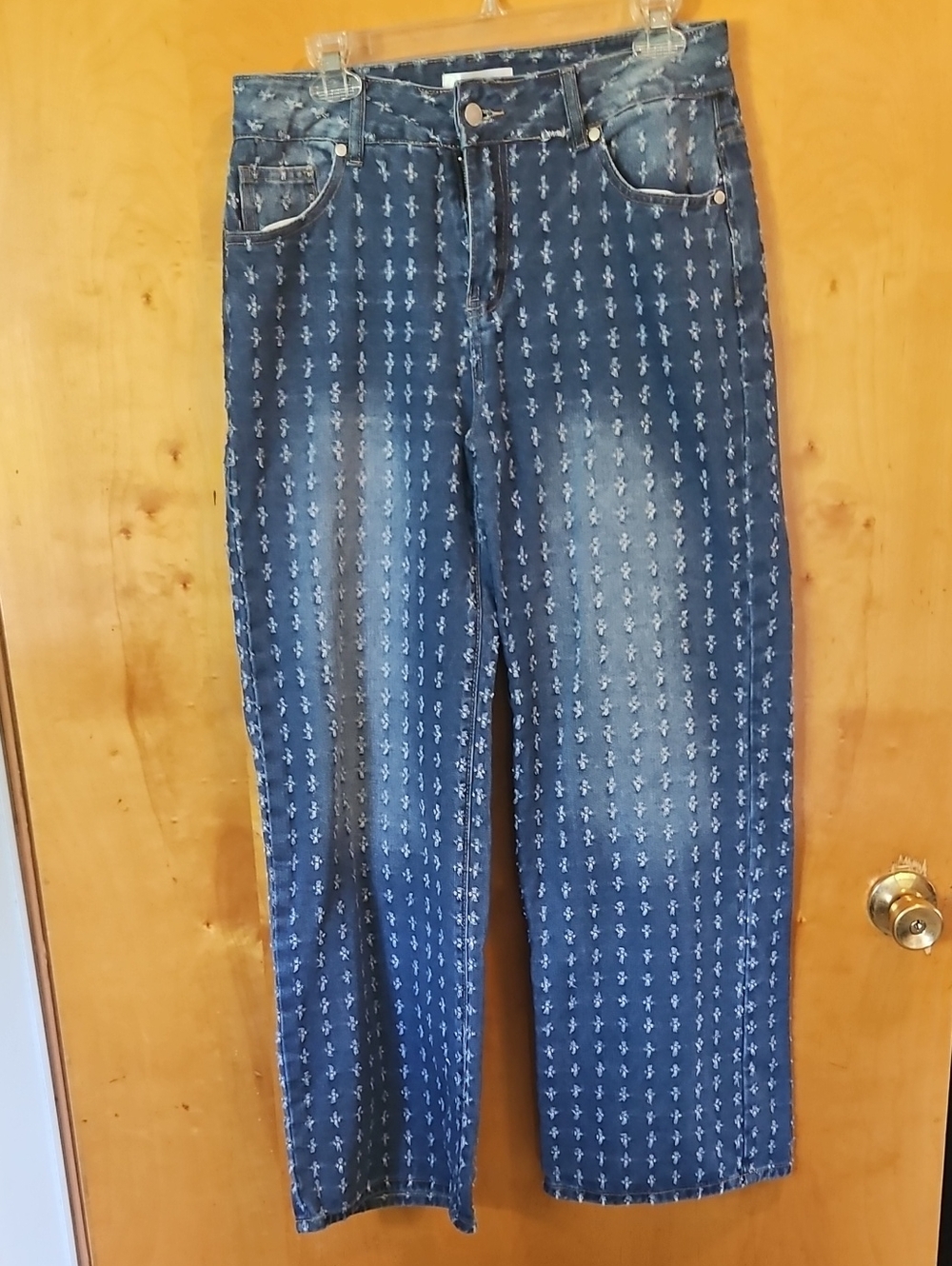 BAMBOO Patterned Dark Blue Jeans